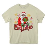 Mossy believe black santa christmas Heavy Core Tee - MaliasSmallBusiness