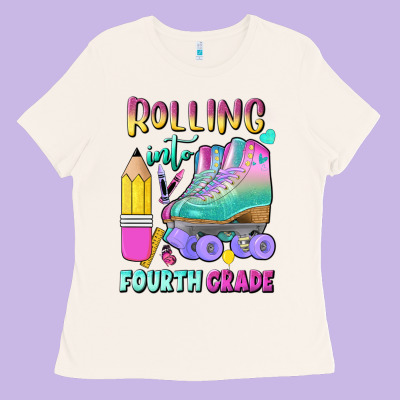 Rolling Into Fourth Grade Ladies Tee Designed By Bundleandbundleshop