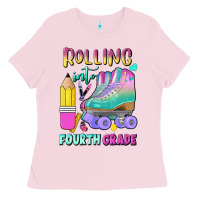 Bubblegum Pink rolling into fourth grade Ladies Tee - BundleAndBundleShop