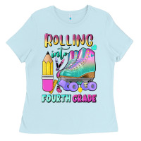 Baby Blue rolling into fourth grade Ladies Tee - BundleAndBundleShop