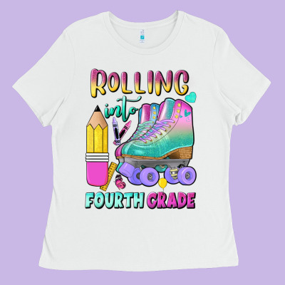 Rolling Into Fourth Grade Ladies Tee Designed By Bundleandbundleshop