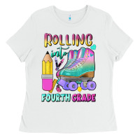 White rolling into fourth grade Ladies Tee - BundleAndBundleShop