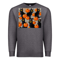 Charcoal Heather black cat with pumpkins tumbler Premium Sweatshirt - LillyAllenDesigns