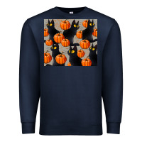 Navy black cat with pumpkins tumbler Premium Sweatshirt - LillyAllenDesigns