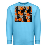 Ocean Blue black cat with pumpkins tumbler Premium Sweatshirt - LillyAllenDesigns