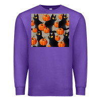 Purple black cat with pumpkins tumbler Premium Sweatshirt - LillyAllenDesigns