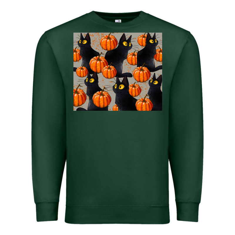 Black Cat With Pumpkins Tumbler Premium Sweatshirt by LillyAllenDesigns | Teevron