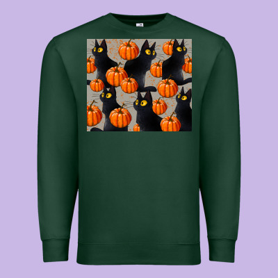 Black Cat With Pumpkins Tumbler Premium Sweatshirt Designed By Lillyallendesigns