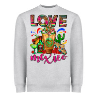 Heather Grey Love Mexico Cold Drink Frappe Heavyweight Sweatshirt - FaDigitalArtStudio