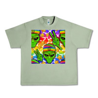 Oil Green Pride LGBTQ+ aliens and stars with rainbow Urban Heavy Tee - NancyCooperArtShop