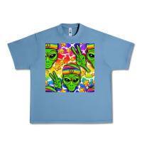 Pebble Blue Pride LGBTQ+ aliens and stars with rainbow Urban Heavy Tee - NancyCooperArtShop