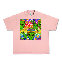 Salmon Pride LGBTQ+ aliens and stars with rainbow Urban Heavy Tee - NancyCooperArtShop