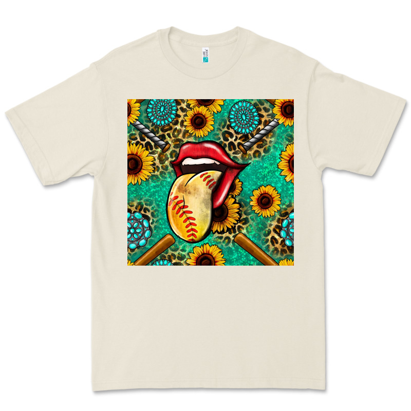 Softball Lips Sunflowers And Gemstones Seamless Pattern Premium Tee by BundleAndBundleShop | Teevron