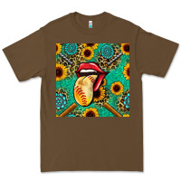 Cacao softball lips sunflowers and gemstones seamless pattern Premium Tee - BundleAndBundleShop