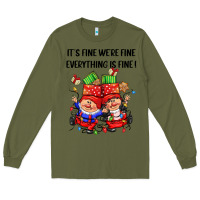 Army Green its fine were fine everything is fine Long Sleeve Tee - CowGirlArtShop
