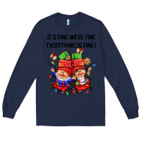 Navy its fine were fine everything is fine Long Sleeve Tee - CowGirlArtShop