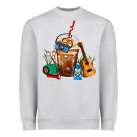 Heather Grey Camping Frappe Coffee Heavyweight Sweatshirt - FaDigitalArtStudio