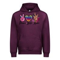 Mauve Wine peace love hair Urban Hoodie - BarkalooDesign