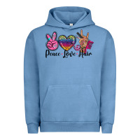 Pigment Pebble Blue peace love hair Urban Hoodie - BarkalooDesign
