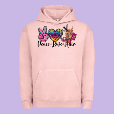 Peace Love Hair Urban Hoodie Designed By Barkaloodesign
