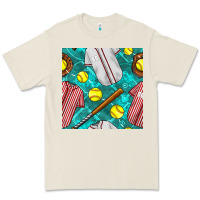 Bone softball uniform glove and bat with field seamless pattern Premium Tee - BundleAndBundleShop