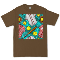 Cacao softball uniform glove and bat with field seamless pattern Premium Tee - BundleAndBundleShop