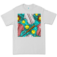 Dove Grey softball uniform glove and bat with field seamless pattern Premium Tee - BundleAndBundleShop