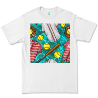 White softball uniform glove and bat with field seamless pattern Premium Tee - BundleAndBundleShop
