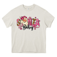 Cream Santa Baby Pink Christmas Heavy Core Tee - MaliasSmallBusiness