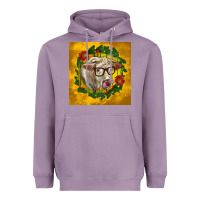 Lavender christmas charolais cow face Heavyweight Hoodie - LillyAllenDesigns