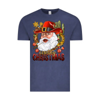 Vintage Denim Cowboy Christas Santa Vintage Tee - NancyCooperArtShop