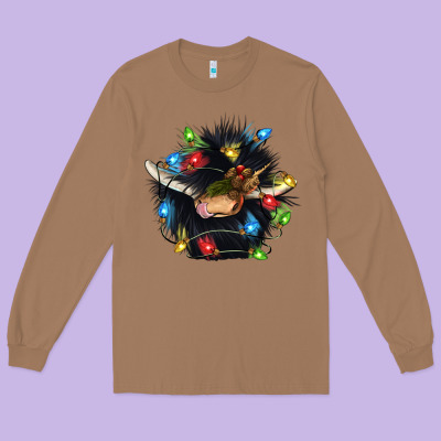 Christmas Black Angus Gnome Long Sleeve Tee Designed By Cowgirlartshop