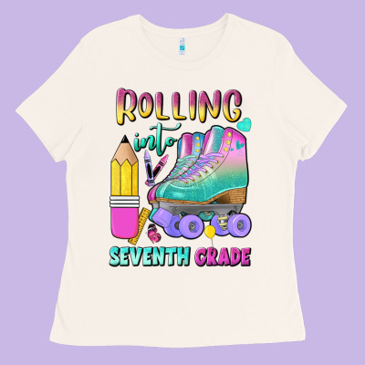 Rolling Into Seventh Grade Ladies Tee Designed By Bundleandbundleshop