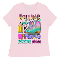Bubblegum Pink rolling into seventh grade Ladies Tee - BundleAndBundleShop