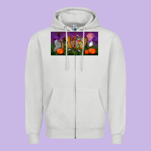Halloween Mini License Plate Zipper Hoodie Designed By Bundleandbundleshop