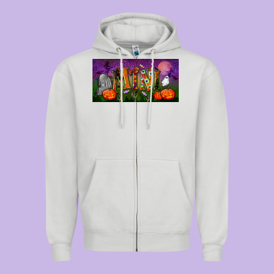Halloween Mini License Plate Zipper Hoodie Designed By Bundleandbundleshop