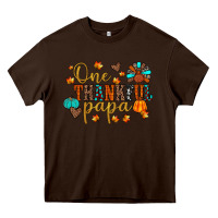 Chocolate Brown one thankful papa Heavy Core Tee - JahusDesignShop