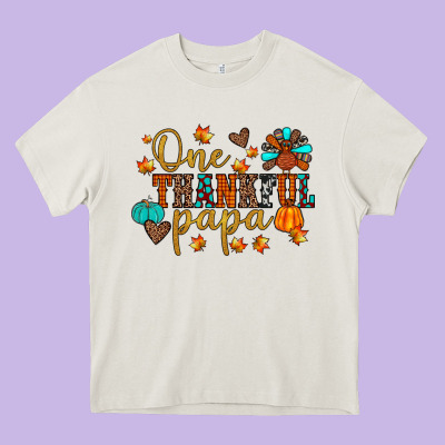 One Thankful Papa Heavy Core Tee Designed By Jahusdesignshop