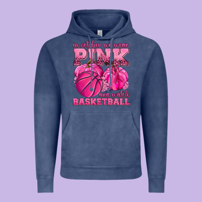 In October We Wear Pink And Watch Basketball Vintage Hoodie Designed By Texasbilliewilder