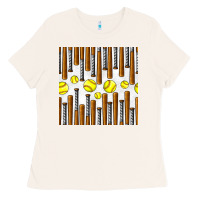 Bone softball bat seamless pattern Ladies Tee - BundleAndBundleShop