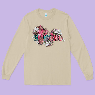 Strong Cancer Awareness Long Sleeve Tee Designed By Cowgirlartshop