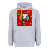 Heather Grey christmas hereford calf Heavyweight Hoodie - LillyAllenDesigns