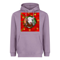 Lavender christmas hereford calf Heavyweight Hoodie - LillyAllenDesigns