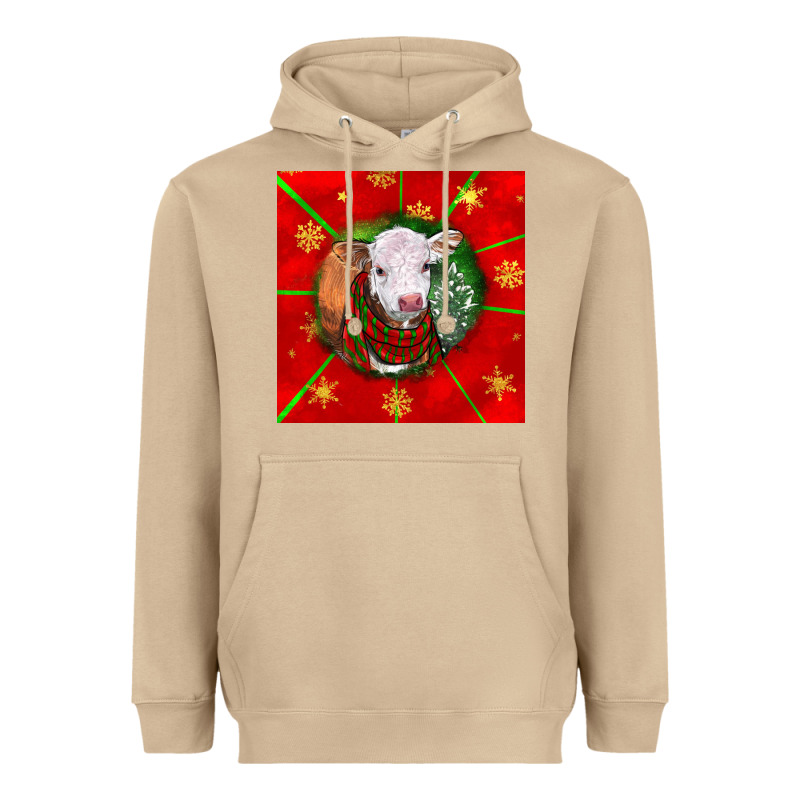Christmas Hereford Calf Heavyweight Hoodie by LillyAllenDesigns | Teevron