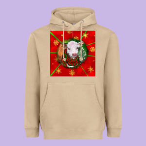 Christmas Hereford Calf Heavyweight Hoodie Designed By Lillyallendesigns