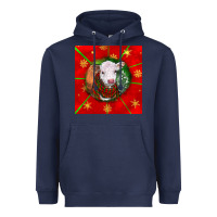 Navy christmas hereford calf Heavyweight Hoodie - LillyAllenDesigns
