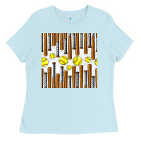 Baby Blue softball bat seamless pattern Ladies Tee - BundleAndBundleShop