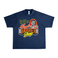 Navy floyd's barbershop Urban Heavy Tee - tuanDangUi