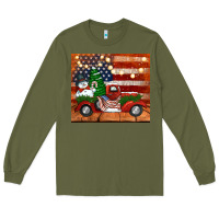 Army Green christmas truck with american flag Long Sleeve Tee - Jasminsmagicworld