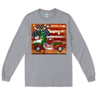 Heather Grey christmas truck with american flag Long Sleeve Tee - Jasminsmagicworld